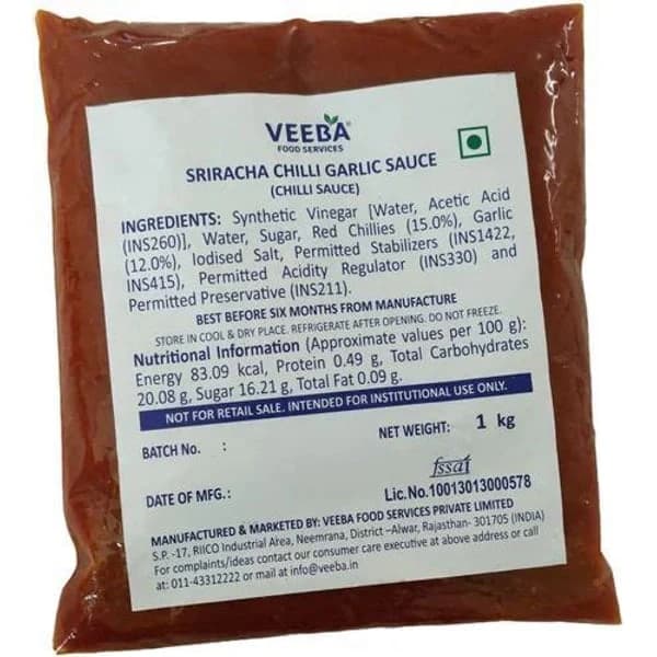 VEEBA VEEBA SRIRACHA CHILLI GARLIC SAUCE product image