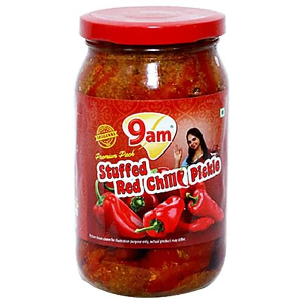 9 AM 9 AM STUFFED RED CHILLI PICKLE 400GM product image